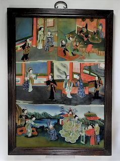 Chinese Qing Dynasty Reverse Glass Panel Painting
