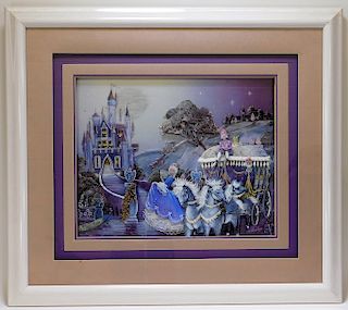 Walt Disney 3D Cut Lithograph of Cinderella Castle