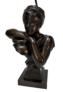Emmanuel Villanis Bronze Bust of Orientalist Woman