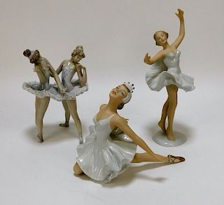 3PC Wallendorf & Lladro Porcelain Ballerina Group