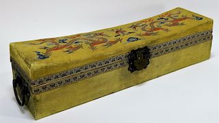 C.1900 Chinese Export Kesi Silk Dragon Pillow Box