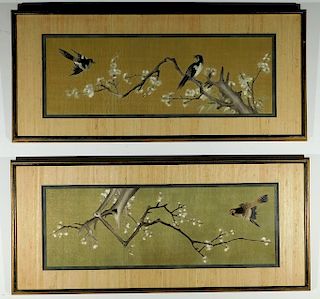 PR Japanese Silk Bird Cherry Blossom Textiles