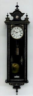 19C Victorian Ebonized MOP Farringdon Wall Clock