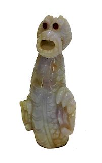 Chinese Qing Dynasty Carved Jadeite Dragon Figure