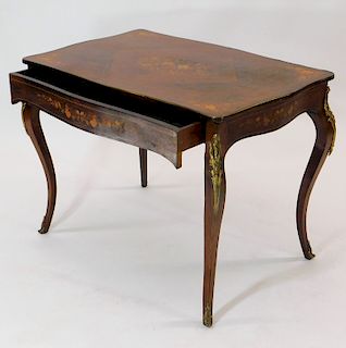 French Marquetry Inlaid Lady's Writing Table Desk