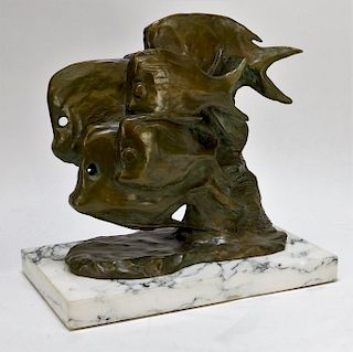 Modernist Bronze Sculpture of Royal Tang Fish