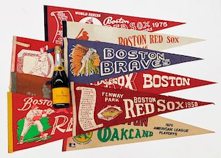 9 Vintage Boston Red Sox Baseball Pennant Flags