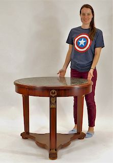 American Neoclassical Mahogany Round Center Table