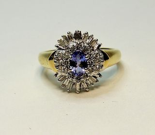 Estate 14K Gold Lady's Diamond & Zirconia Ring