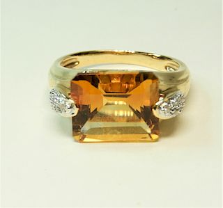 Estate 14K Gold Lady's Citrine & Diamond Ring