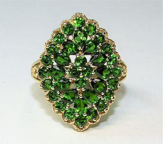 Estate 14K Gold Lady's Fancy Green Diopside Ring
