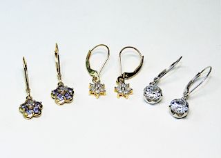 3PR 14K Gold Diamond & Cubic Zirconia Earrings