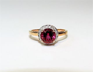 10K Rose Gold Lady's Rhodolite & Diamond Ring