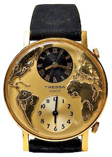 Swiss Tressa World Globe Map Men's Wristwatch