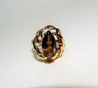 14K Gold Marquis Cut Lady's Citrine Ring