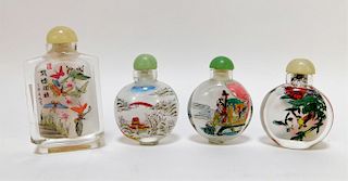 4PC Chinese Reverse Painted Glass Snuff Bottles