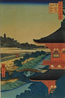 Utagawa Hiroshige View of Zozoji Pagoda Print