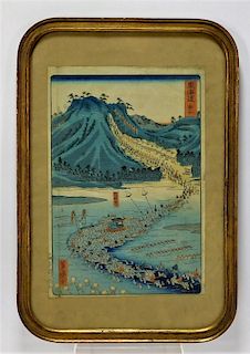 Utagawa Yoshimori River Landscape Woodblock Print