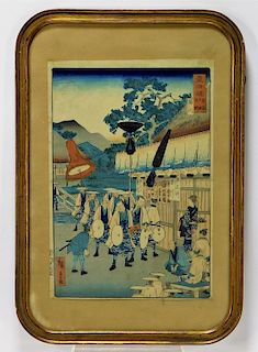 Utagawa Hiroshige Tea House Genre Woodblock Print