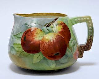 American Belleek Porcelain Apple Decorated Pitcher