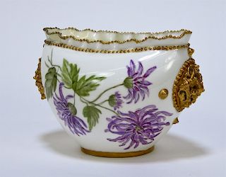 Lotus Ware Chrysanthemum Reticulated Handle Vase