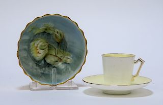 3PC Lotus Ware Porcelain Teacup Floral Bowl Group