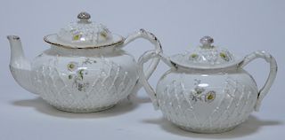 2PC Lotus Ware Porcelain Teapot & Sugar Bowl Set