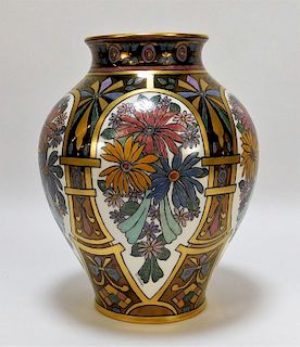 American Belleek Art Nouveau Floral Porcelain Vase