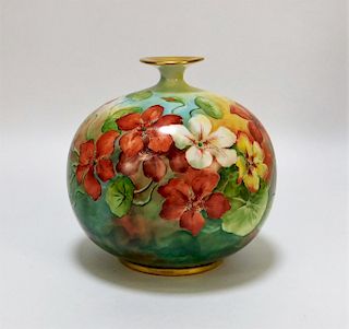 American Belleek Globular Floral Lily Pad Vase