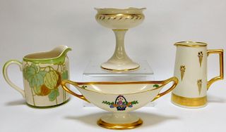4PC American Belleek Pitcher Vase Compote Group
