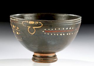 Greek Gnathian Pottery Footed Cup w/ Painted Handles