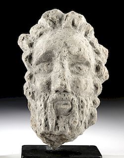 12th C. Medieval European Stone Head of a Saint