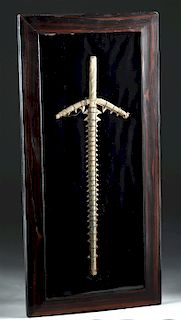 Framed Early 20th C. Gilbert Islands Shark Tooth Sword
