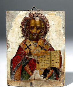 Late 18th C. Russian Icon - St. Nicholas of Myra
