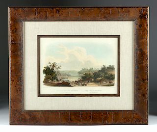 1840s Aquatint Engraving View on the Delaware K. Bodmer