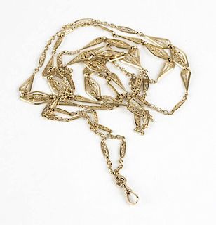 A gold fancy link long chain