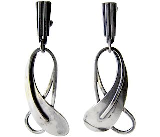 Paul Lobel Sterling Silver American Mid Century Modernist Earrings