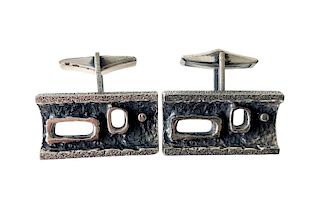 Guy Vidal Pewter Alloy Abstract Canadian Mid Century Modernist Cufflinks