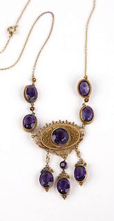 An antique gold and amethyst necklace