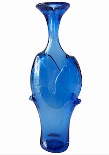 James Wayne California Organic Mid Century Modernist Cobalt Glass Vase