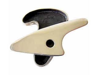 Walter Wright Sterling Silver Double Layer Boomerang Pendant or Brooch