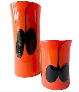 Heikki Orvola for Nuutajarvi Notsjo Finnish Mid Century Modernist Glass Vases