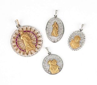 A group of four religious gold pendants