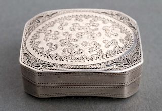 English Silver Vinaigrette w Engraved Case, 1805