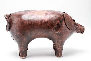 Abercrombie & Fitch Leather Pig Foot Stool Ottoman