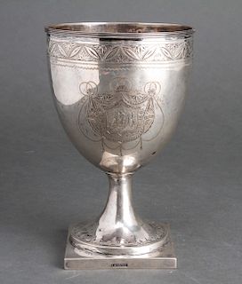 John Sayre American Silver Engraved Goblet C. 1800