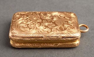 18K Gold English Engraved Vinaigrette Pendant 1840