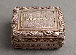 French Silver "Souvenir" Vinaigrette, 19th C.