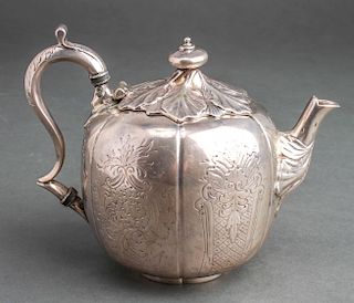 William Adams American Coin Silver Teapot
