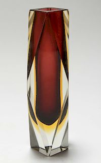 Mid-Century Modern Geometric Form Art Glass Vase
